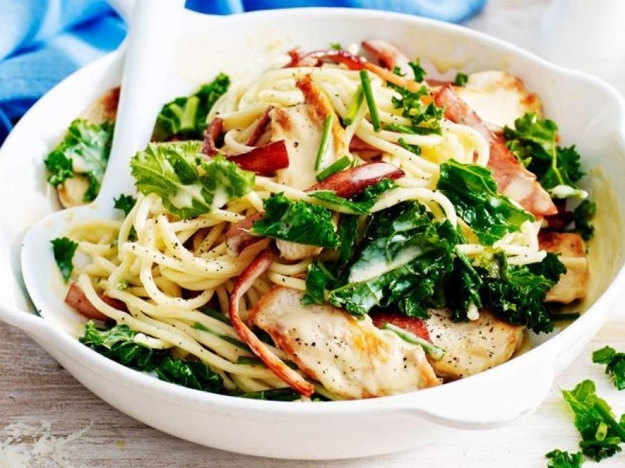 Chicken, bacon and Spinach pasta